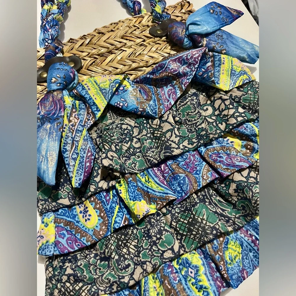 Colorful Patterned Ruffle Shoulder Bag